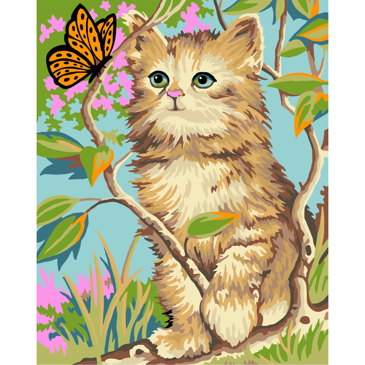 8" x 10" Kitty with Butterfly Paint-by-Number Kit with Wood Display Hanger by Artist's Loft®